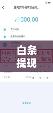 白条提现秒到账，白条提现金